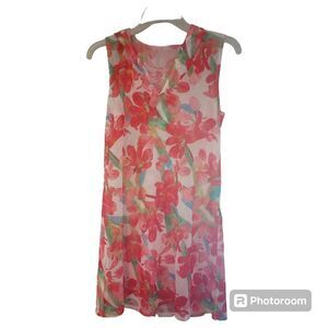 Athena mesh floral print swimsuit cover with hood